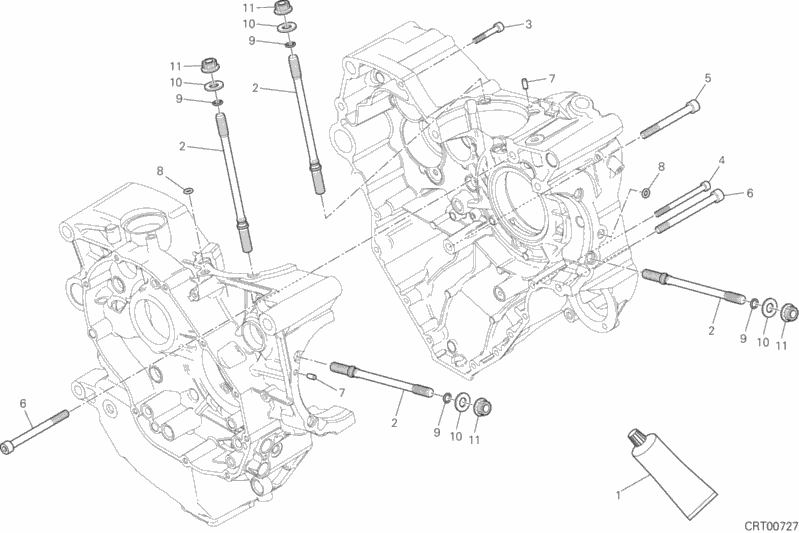 Alle Teile für das 10a - Paar Halbkurbelgehäuse des Ducati Diavel Xdiavel S 1260 2018